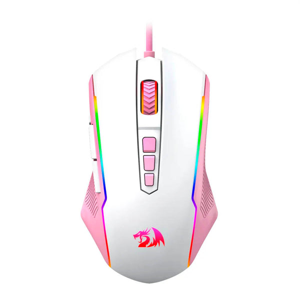 Mouse Gamer Redragon Ranger 9 Botões 12400dpi Branco/ Rosa RGB - M910WP-RGB