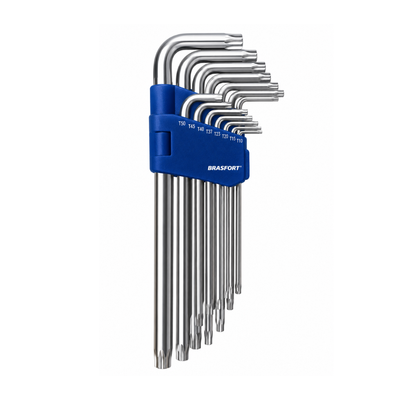 Kit de Chaves Hexalobular Longas Brasfort com 9 Peças - 72979