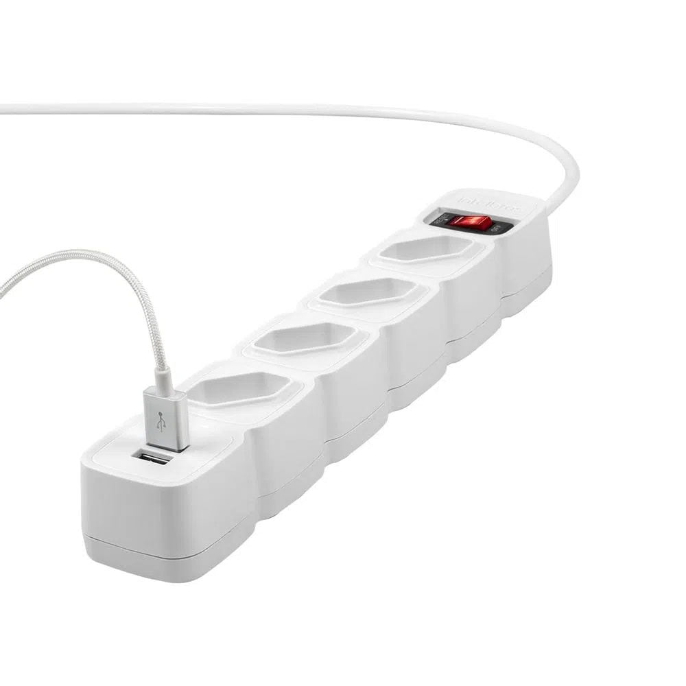 Filtro de Linha Protetor Eletronico 4 Tomadas Intelbras C/ 2 Usb Branco EPE 204 - 4824204
