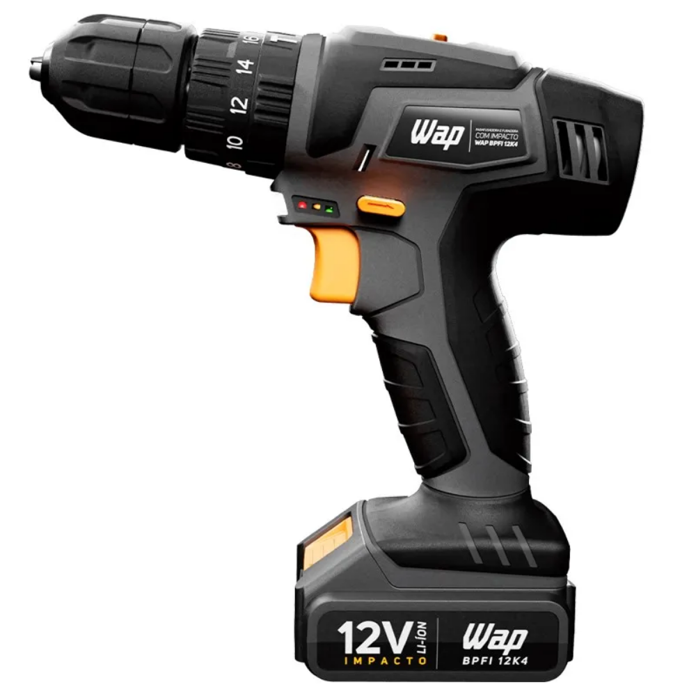 Parafusadeira e Furadeira de Impacto C/ Bateria Wap 12V - BPFI 12K4