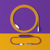 Cabo Enrolado Aviator Para Teclado Usb-A x Usb-C Akko V2 Los Angeles Amarelo e Roxo