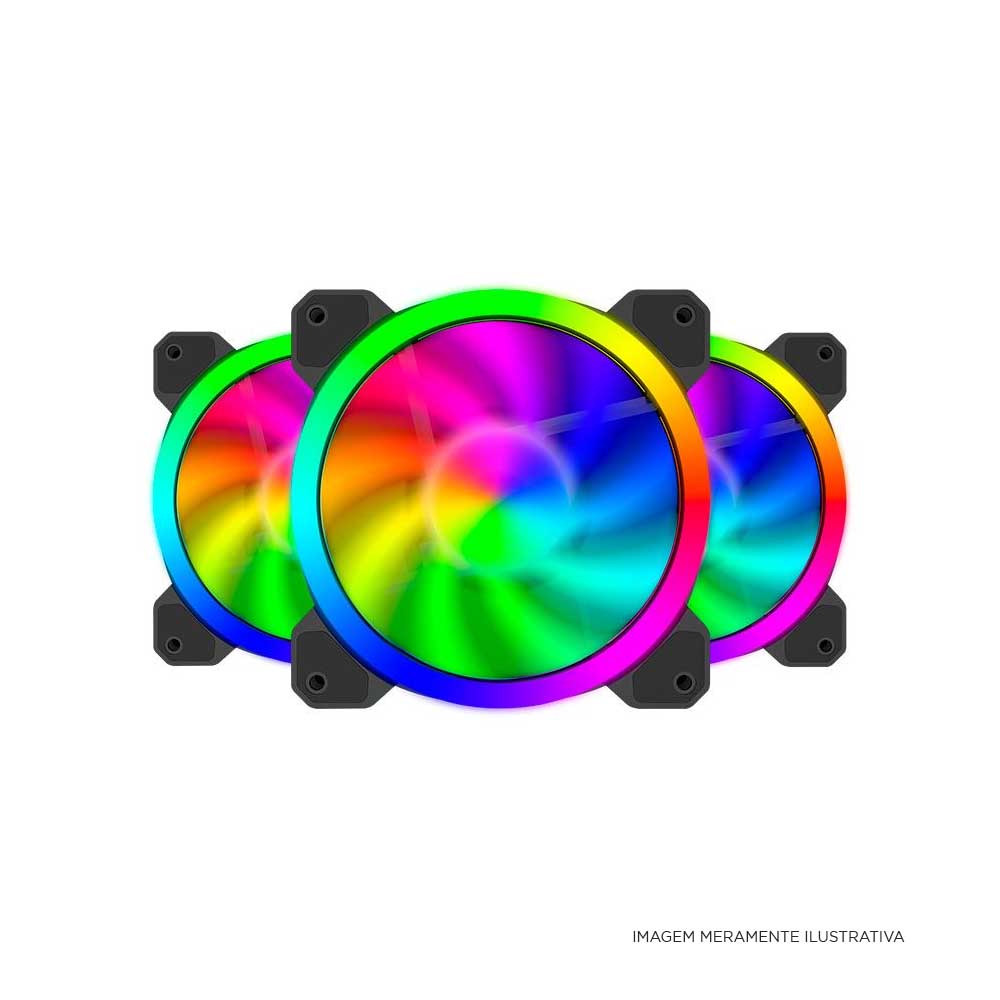 Kit c/ 3 Cooler Fan para Gabinete T-Dagger RGB 120mm - T-TGF513