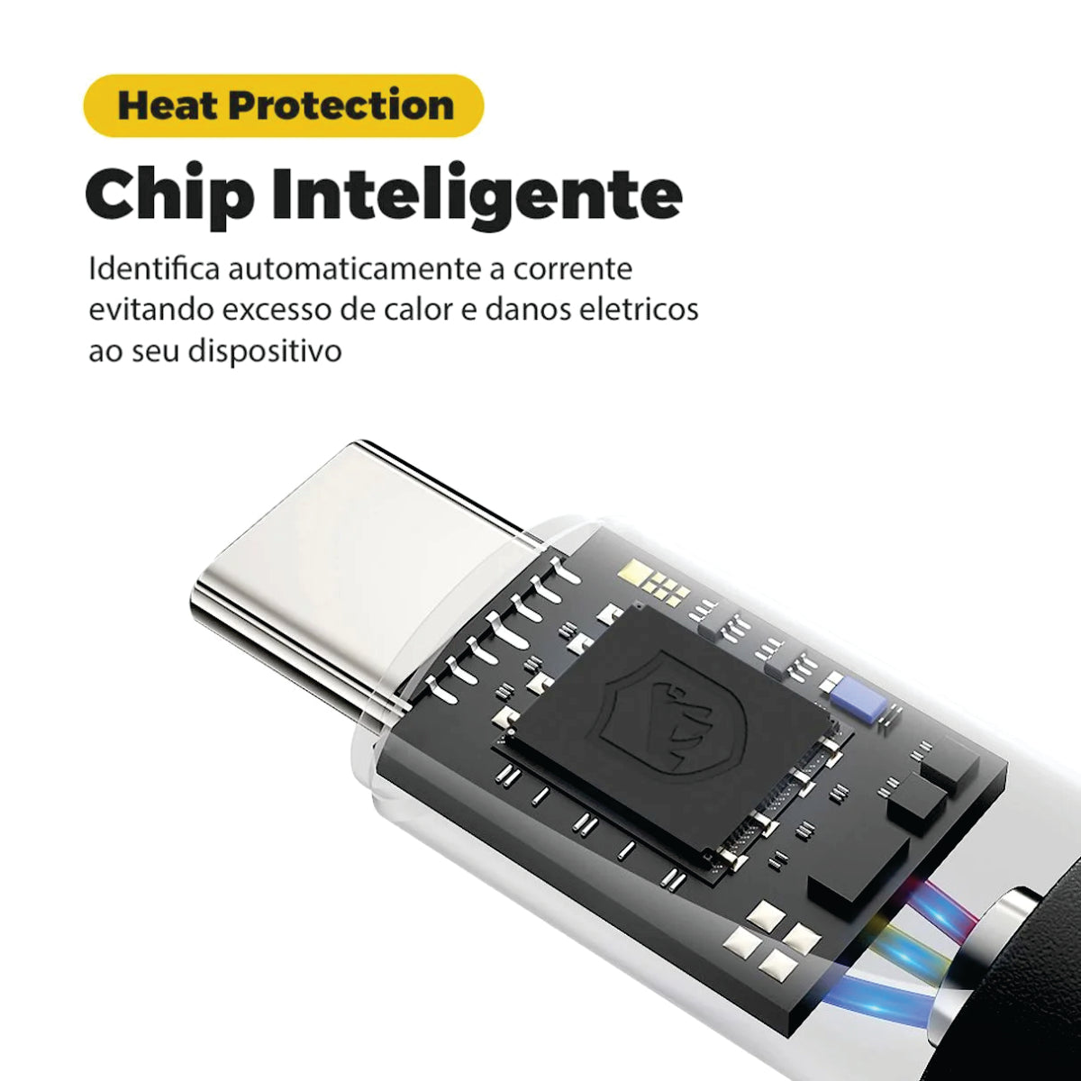 Cabo de Dados USB Tipo C Thunderbolt GShield Carregamento 65W 4K 60Hz 3.1 USB-C 1,8m - GS-6769