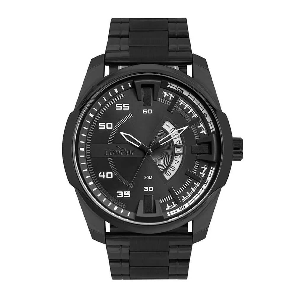 Relógio de Pulso Condor Preto C/ Pulseira em Aço Preto - CO2115MXX/4P