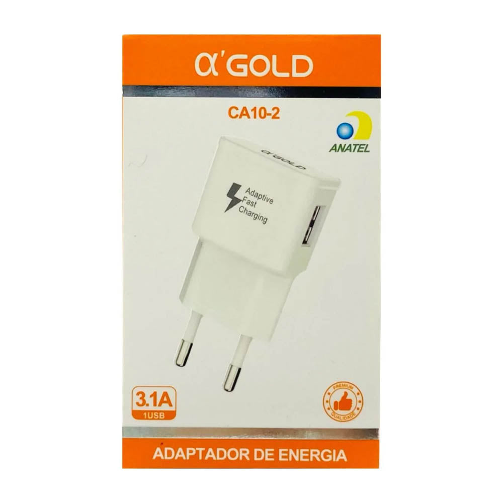Carregador de Parede Adaptador de Energia USB aGold 3.1A Branco - CA10-2