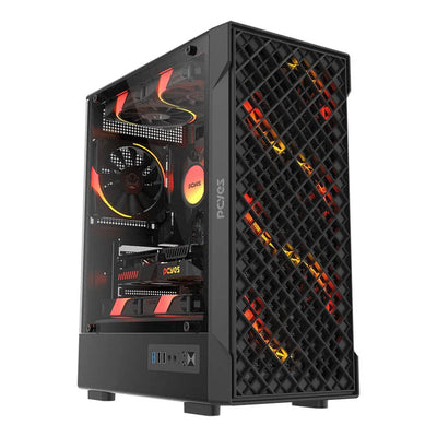 Gabinete Gamer PCYes Velyr Black Vulcan C/ Lateral em Vidro Temperado Preto - GVLYBV