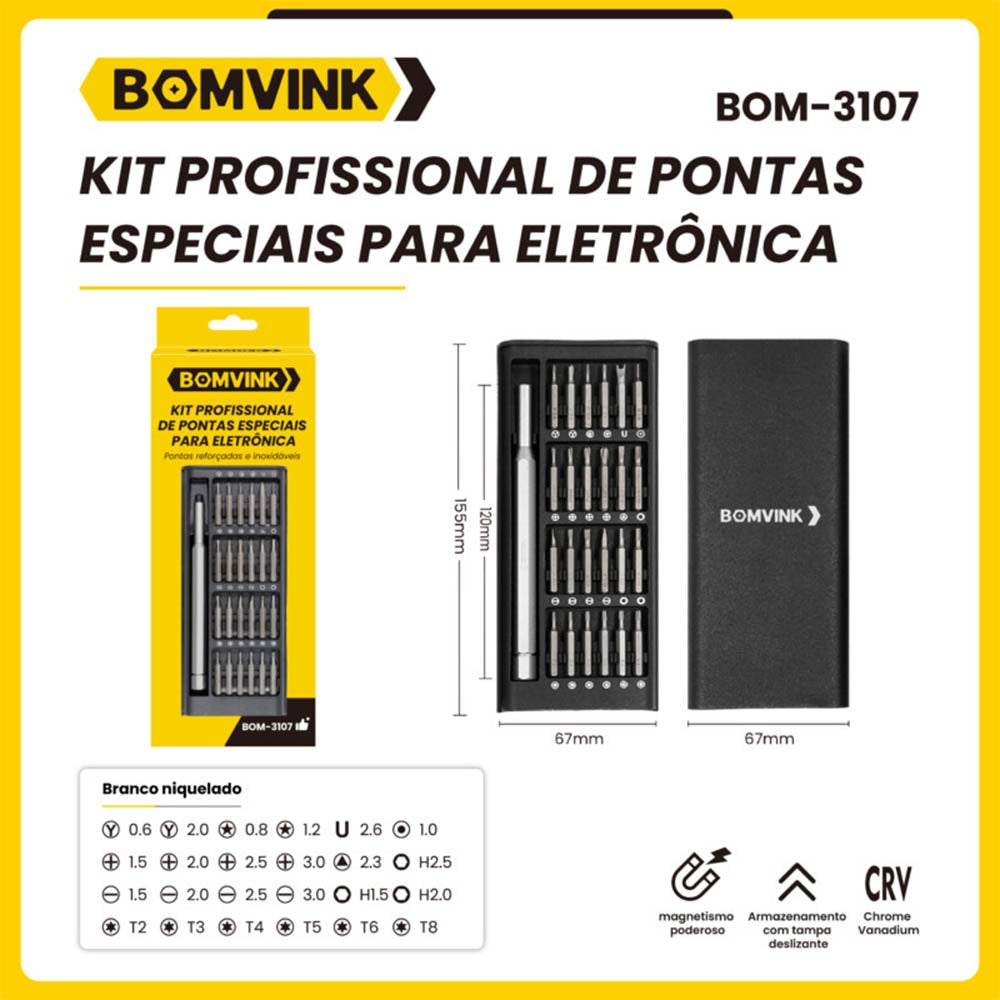 Jogo de Chaves de Fenda Bomvink 24 em 1 - BOM-3107