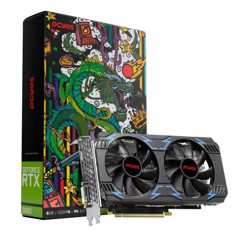 Placa De Video 6Gb RTX 3050 Gddr6 PCYes Nvidia 96bit 1470mhz Displayport HDMI DVI - PVRTX30506GB