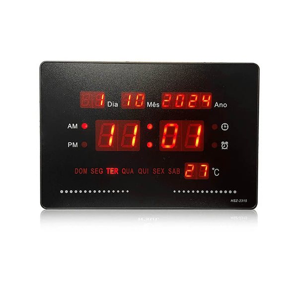 Relogio De Parede Led Digital Oásis C/ Calendário e Temperatura - OIH-6203