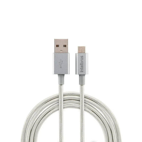 Cabo Usb-A Macho P/ Micro Usb Macho 1,5mt Intelbras em Nylon Branco 15NB - 4830066