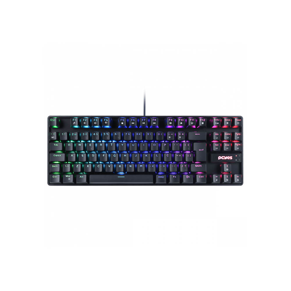 Teclado Gamer Mecanico PCYes TKL Neron Outemu Brown Hotswap RGB Preto - PNOHBWRGB