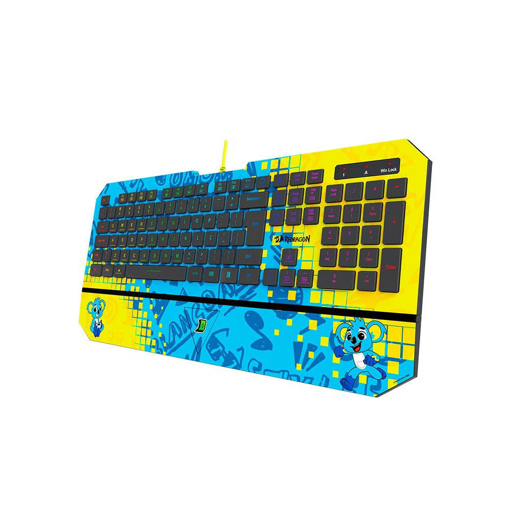 Teclado Gamer Membrana Redragon Brancoala RGB Apoio de Pulso Integrado Personalizado - B502RGB Truedata