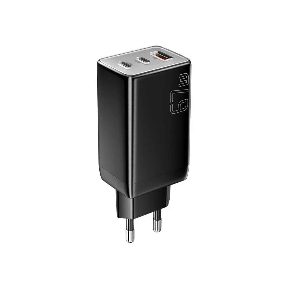 Carregador De Parede com 2 Saídas Usb-C + 1 Saída USB-A  67W  Essager Preto - ECT67W-LJB01-Z