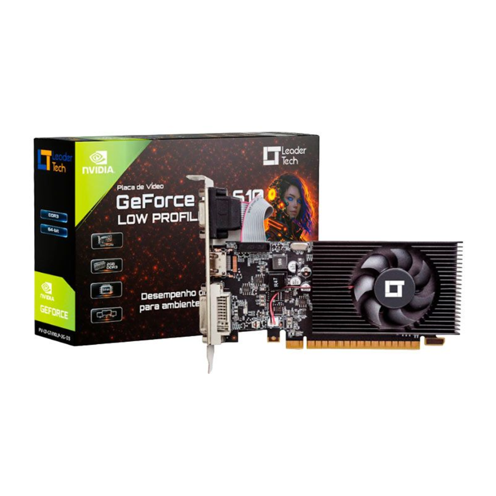 Placa De Video 2Gb GT 610 Ddr3 Leadertech Geforce 64Bits  Dvi Hdmi Vga - PV-LT-GT610LP-2G-D3