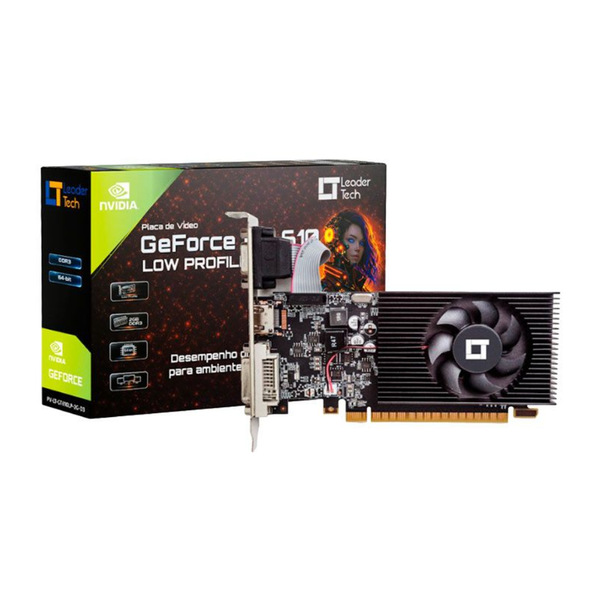Placa De Video 2Gb GT 610 Ddr3 Leadertech Geforce 64Bits  Dvi Hdmi Vga - PV-LT-GT610LP-2G-D3