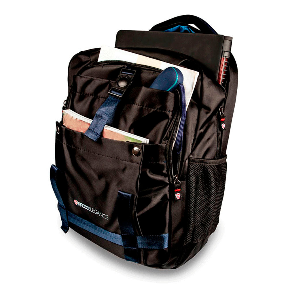 Mochila para Notebook 15.6" Kross Elegance Casual Preta e Azul - KE-BPM40