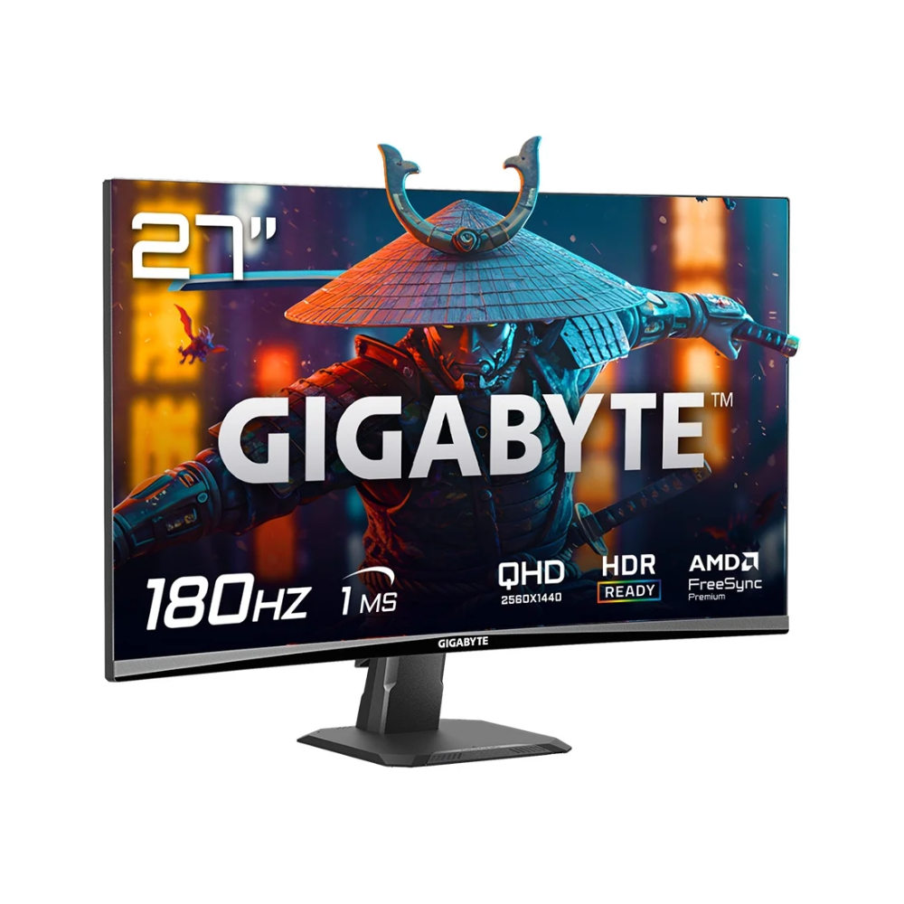 Monitor Gamer Gigabyte Led 27" Pols Curvo QHD 180HZ 1ms Preto - GS27QCA
