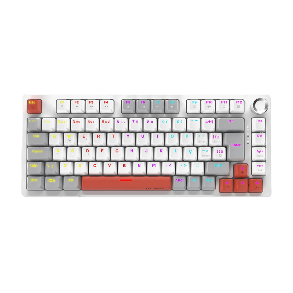 Teclado Gamer Mecanico PCYes Arkeum 75% White Ghost - Switch Blue - AKWG75BBR