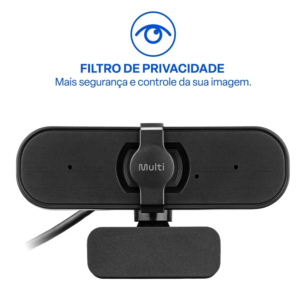Webcam Usb 2K Multi C/ Filtro de Privacidade 30fps C/ Microfone - WC057
