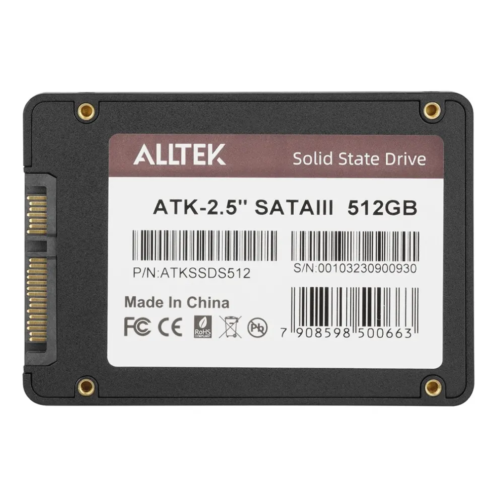 Ssd 480gb (512Gb) Alltek Sata III 2.5" 520Mb/s - 801403