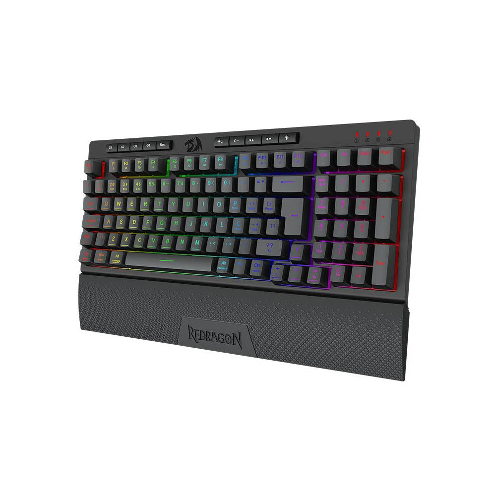 Teclado Gamer Membrana Redragon Shiva 98 RGB Preto C/ Apoio de Pulso - K515-RGB Truedata