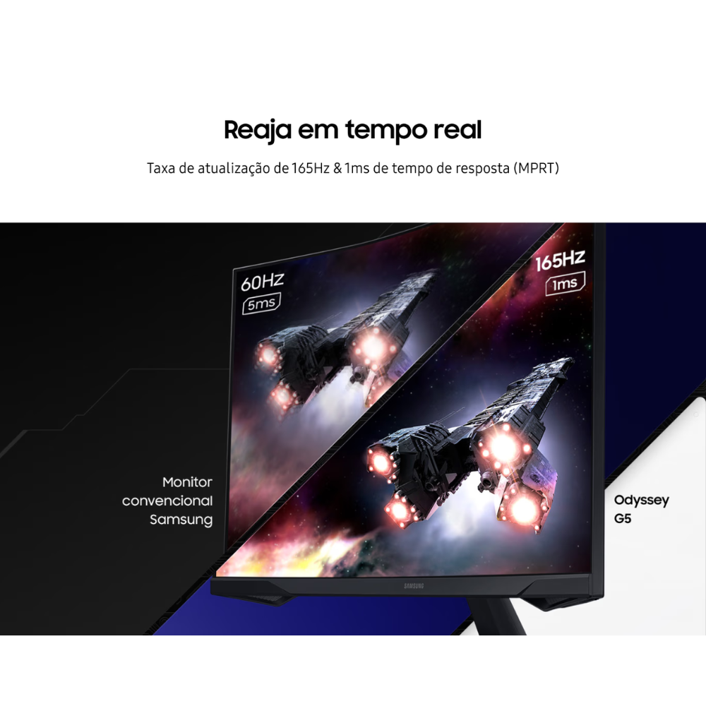 Monitor Gamer Led 27 Pols Samsung Odyssey G5 QHD 2560 x 1440 165Hz Hdmi/Displayport 1ms -  LS27CG552ELMZD