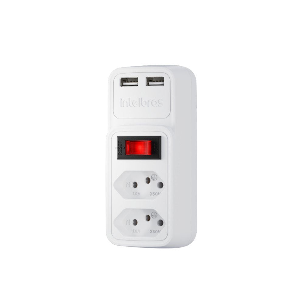 Adaptador E Carregador 2 Tomadas 2 Usb Intelbras Eac 202 Branco - 4824400