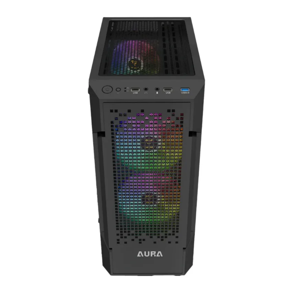 Gabinete Gamer Gamdias Mid Tower Aura GC7 Preto Com Lateral em Vidro Temperado + 3 Fans ARGB
