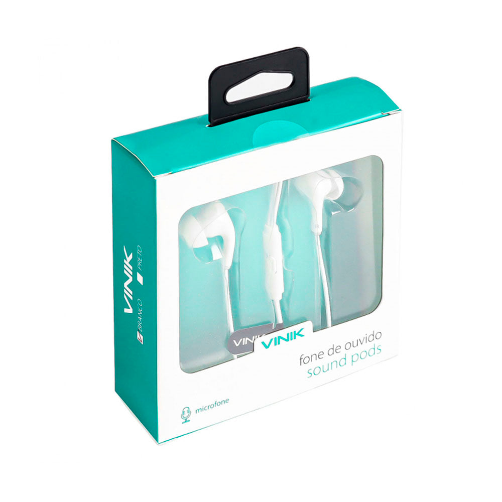 Fone De Ouvido Sound Pods P3 Com Fio Vinik Branco - SP220B