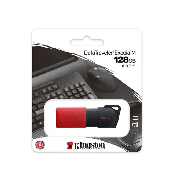 Pen Drive 128gb Kingston Exodia M 3.2 Preto/Vermelho - DTXM/128GB