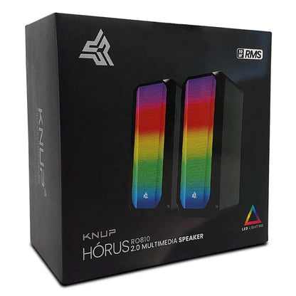 Caixa De Som Knup Horus 2.0 Multimidia 10W RMS C/ Led RGB Usb e P2 - KP-RO810