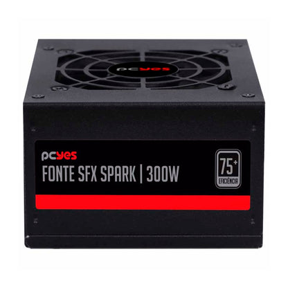 Fonte Atx para Gabinete Slim 300W PCYes SFX Real Spark 75+ Pfc Ativo Cabos Flat - SPKP300MBPT