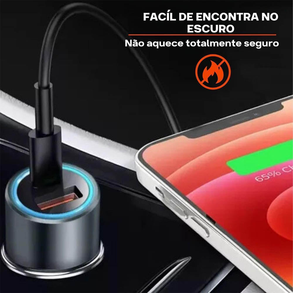 Carregador Veicular aGold C/ 1 Saída USB + 1 USB-C 9.1A Turbo 60W Preto - CJ13-4