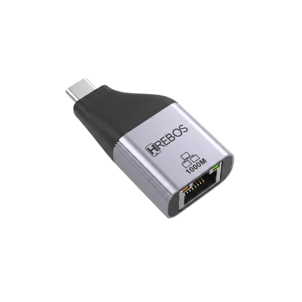 Mini Adaptador Usb Tipo C 3.1 Para Rj45 10/100/1000 (Placa De Rede Usb) Ethernet Gigabit  Hebros AD-278