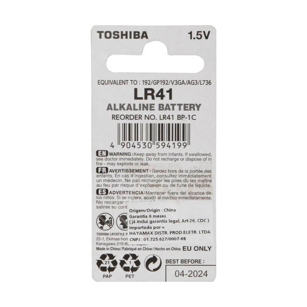 Bateria Alcalina LR41 Toshiba - 75261
