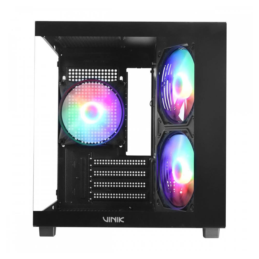 Gabinete Gamer Vinik G-Cube Aquario Mid Tower C/ Frente e Lateral em Vidro Temperado C/ 3 Fans Preto - GGGCVBK