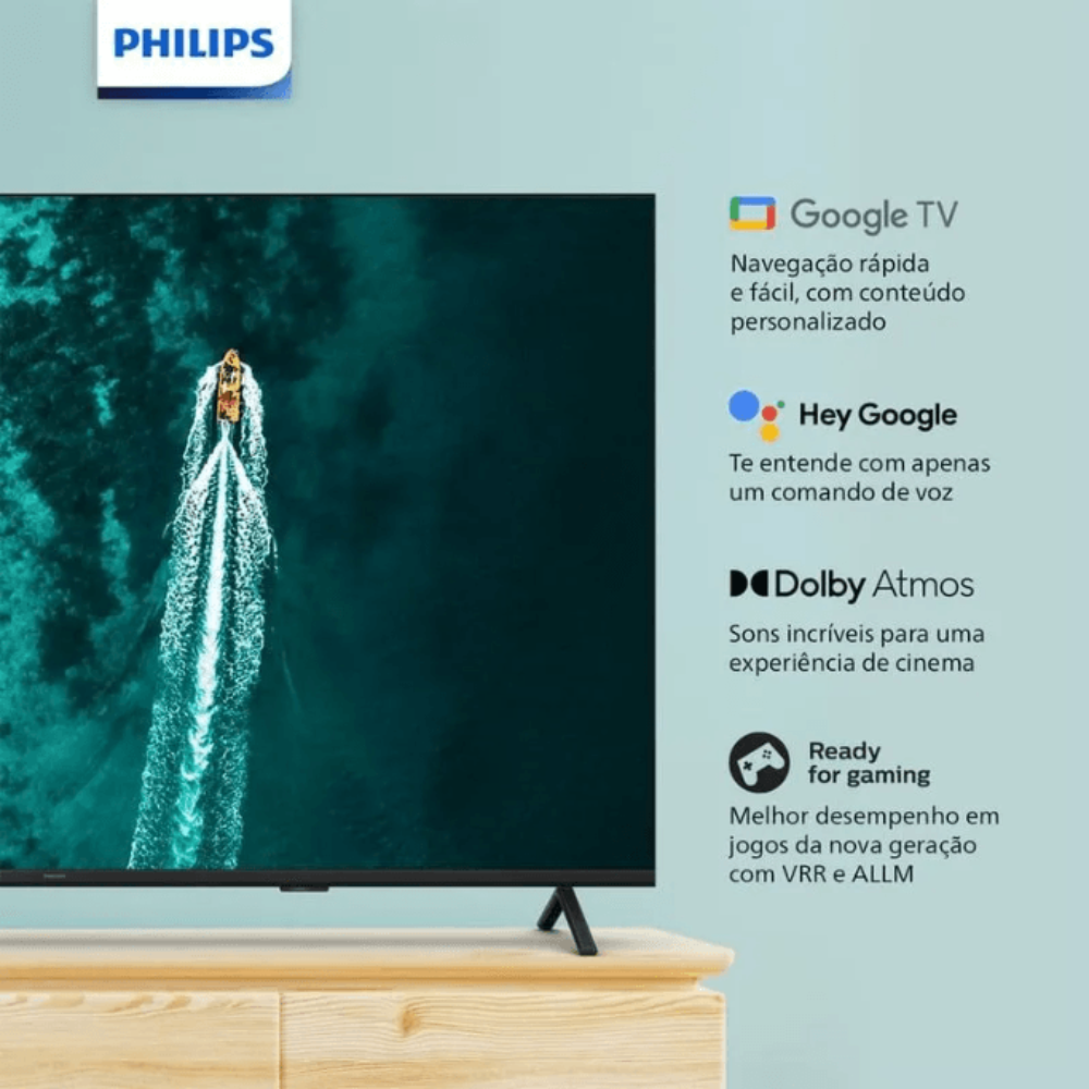Smart TV Led Philips 55" UHD 4K Wi-fi Bluetooth USB HDMI Google TV - 55PUG7019/78 Truedata