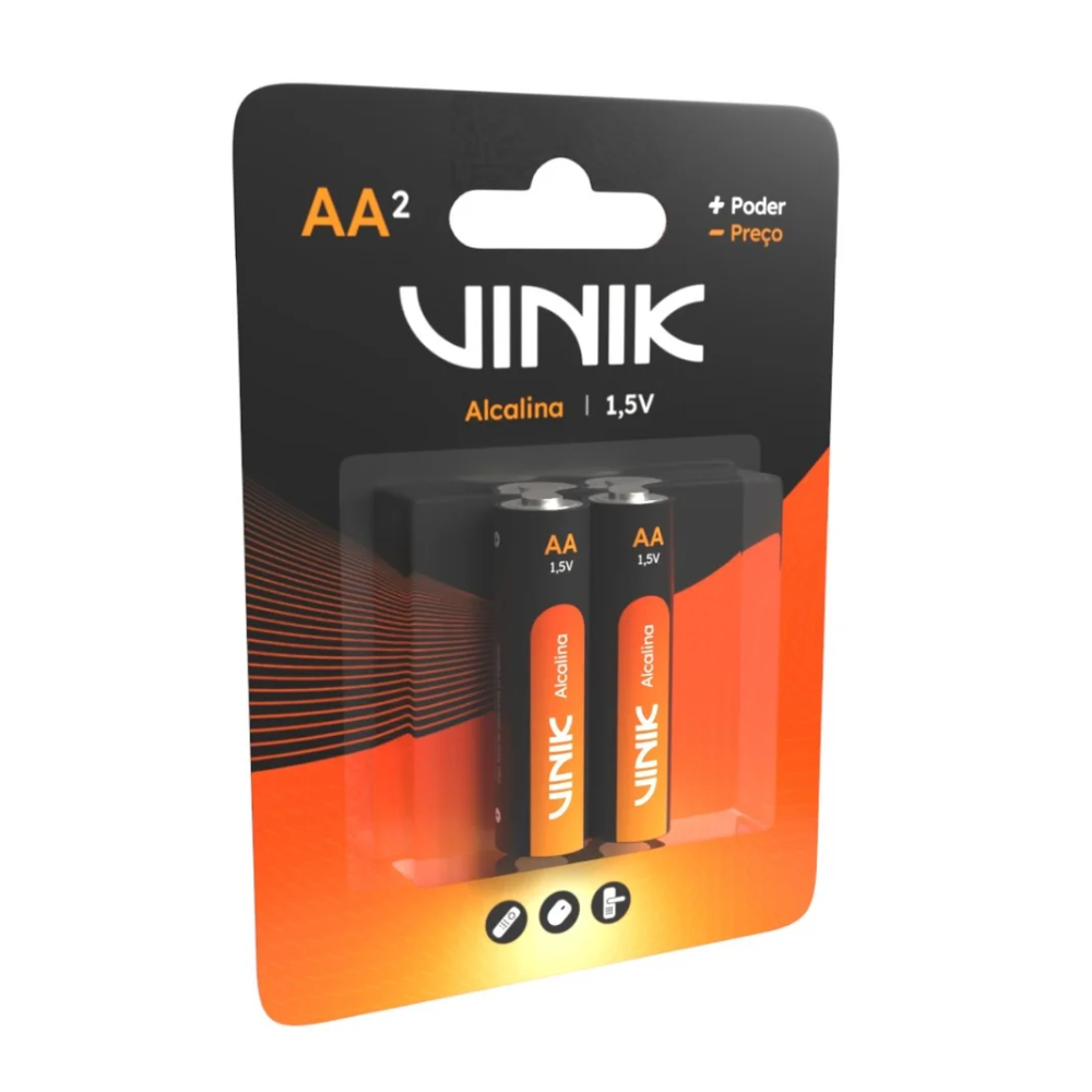 Pilha Alcalina AA Vinik Cartela C/2 Pilhas - VP2AB2A
