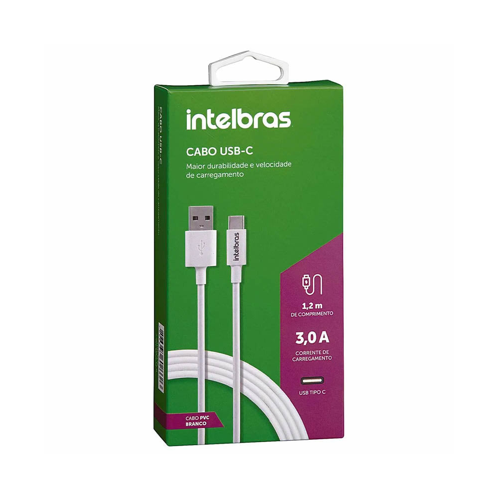 Cabo Usb Tipo C Macho / Macho 1,2mt Intelbras em Pvc Branco 12PB - 4830065