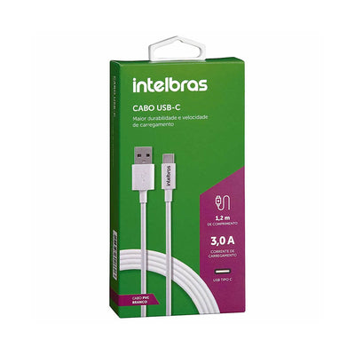 Cabo Usb Tipo C Macho / Macho 1,2mt Intelbras em Pvc Branco 12PB - 4830065