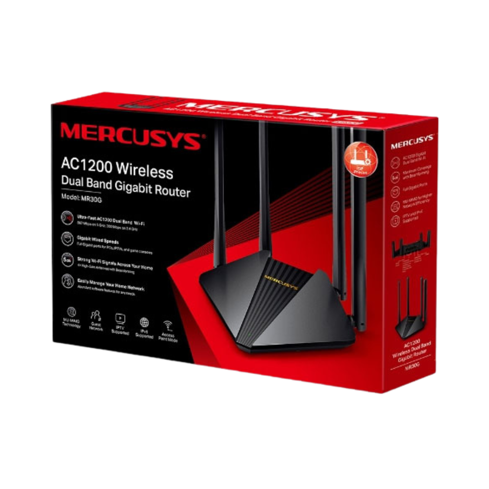 Roteador Gigabit Wireless Dual Band Mercusys AC1200 - MR30G