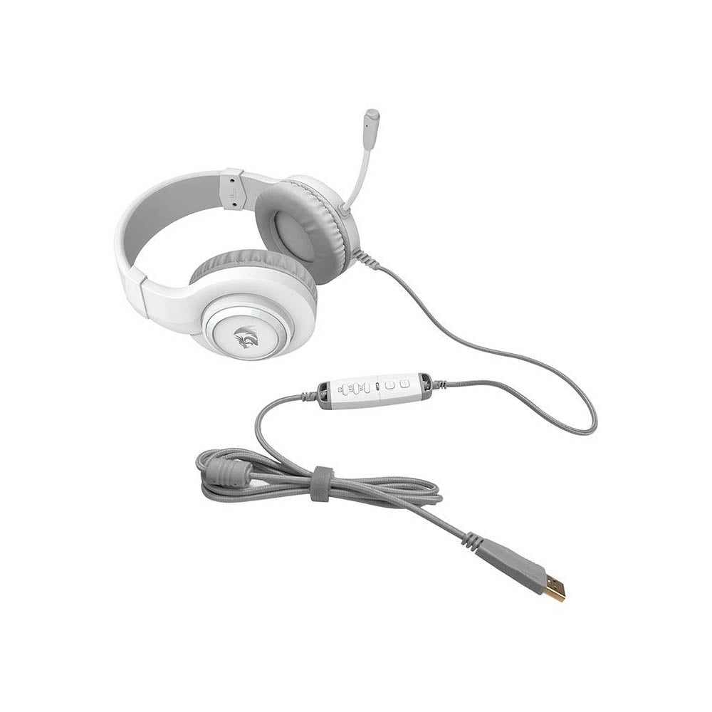 Headset Gamer Redragon Hylas USB / P2 7.1 Virtual Branco RGB - H371W-RGB
