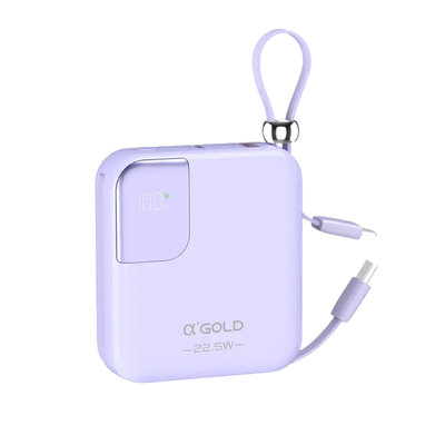Carregador Portátil Power Bank AGold 10000Mah Turbo e PD Usb Tipo C e Lighting Roxo - BTE-48A