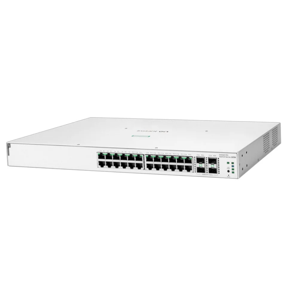 Switch 24 Portas POE+ 370W HPE Aruba 1930 Gigabit 10/100/1000 + 4 Portas SFP Gerenciavel Instant On - JL684B