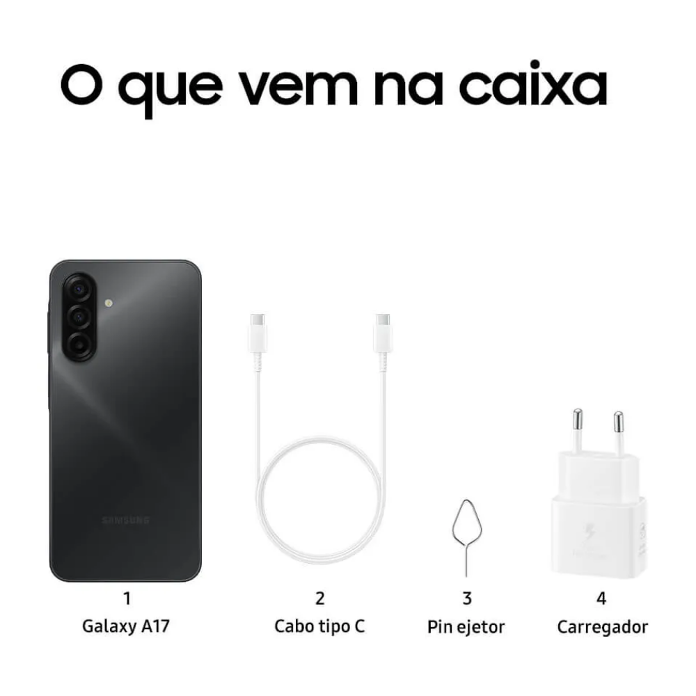 Smartphone Samsung Galaxy A17 4G 128Gb 8Gb Tela 6.7" Preto - SM-A175F/DS