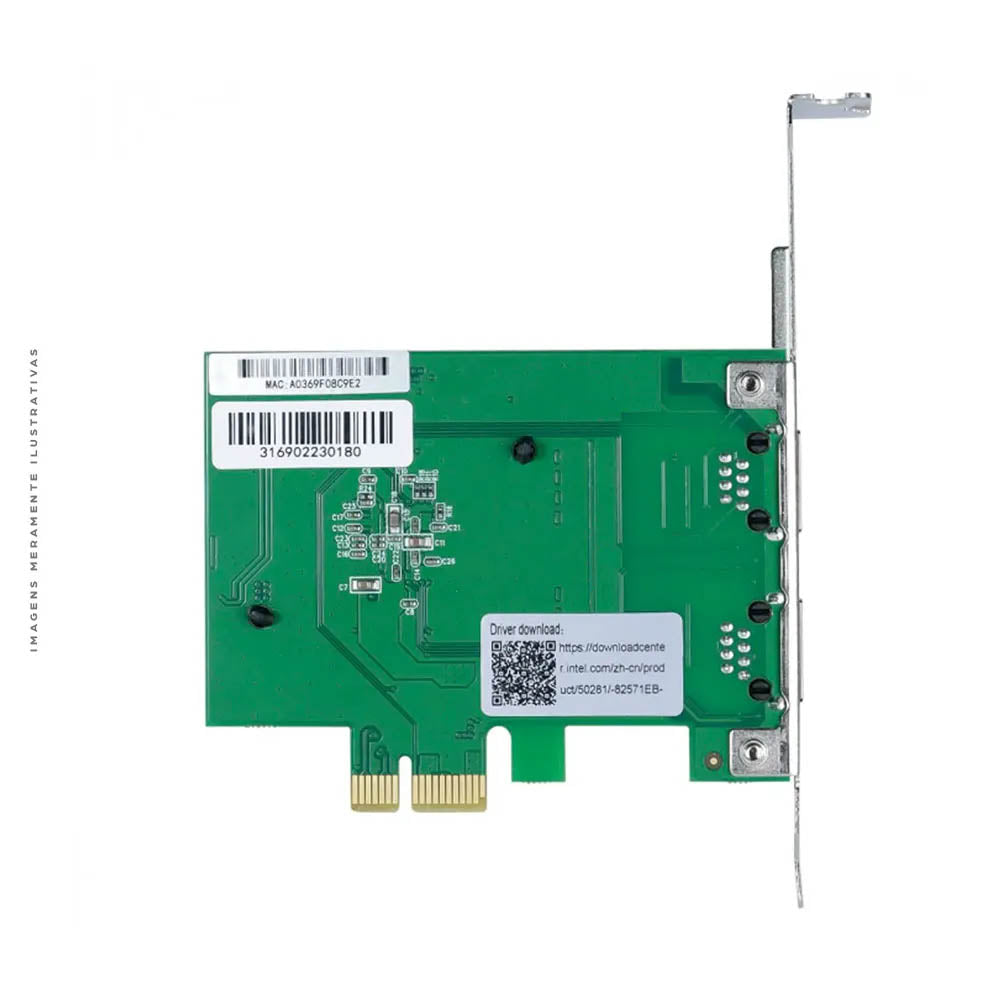 Placa De Rede Duas Portas Gigabit Pci-E 10/100/1000 Vinik Dual Channel Low Profile - PRV2P1000e