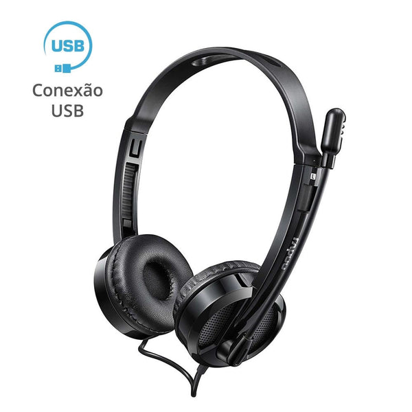 Headset Multilaser Rapoo P3 e Usb C/ Microfone Flexível Preto - RA020