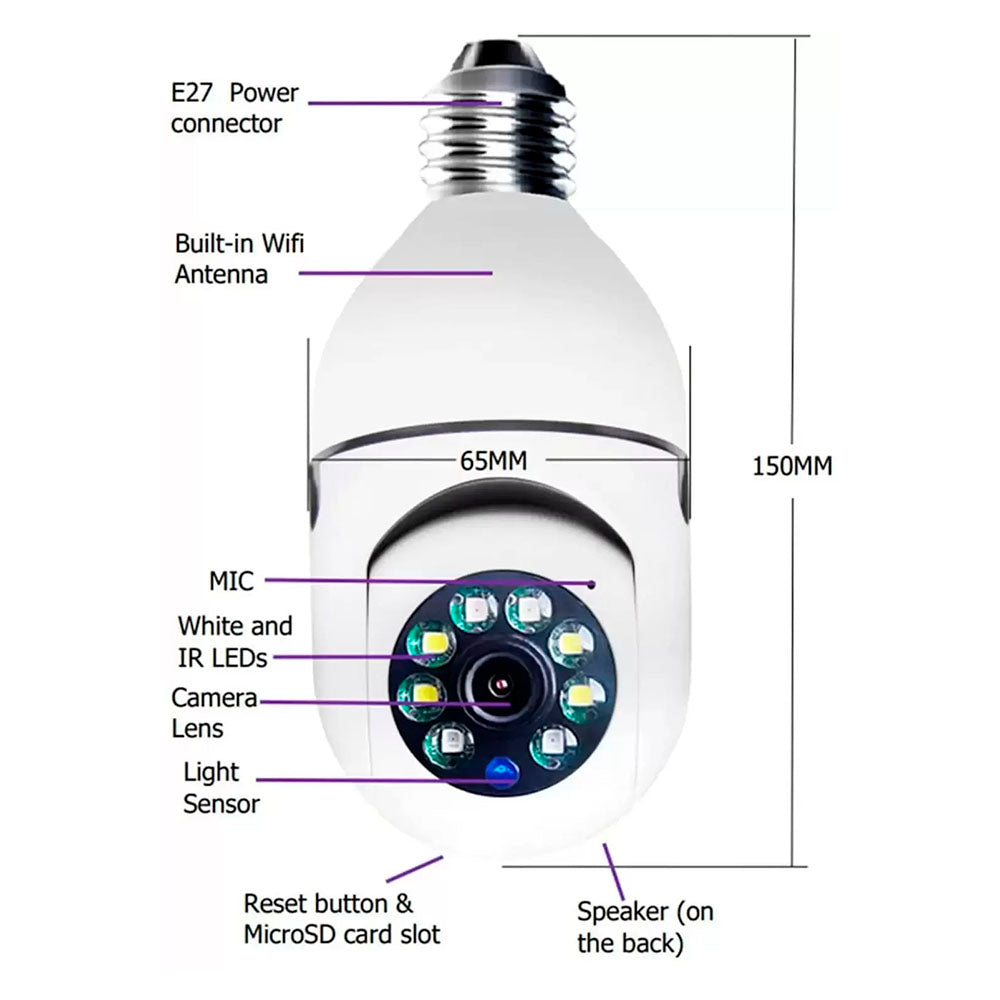 Câmera De Vigilância Ip Durawell Lampada HD Wi-fi Branca - 8177QJ
