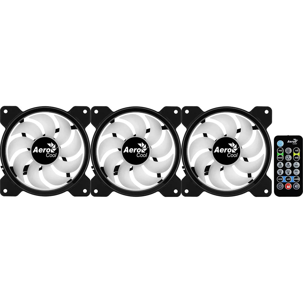 Kit 3 Coolers Fan para Gabinete Saturn 12 Pro ARGB C/ Controladora e Controle Remoto Aerocool - 73853 Truedata