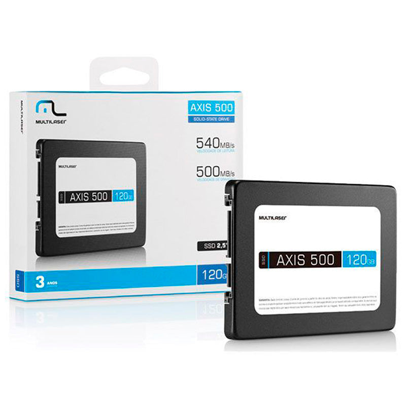 Ssd 120gb Multilaser Ss100 Axis500 540mb/s leitura 500mb/s Gravação